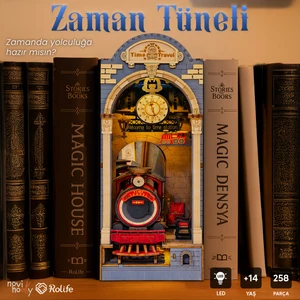 Novi Hobby Minyatür Zaman Yolculuğu Kitaplık Dekorasyonu | Ahşap Zaman Yolculuğu Booknook Maketi | 3D Puzzle