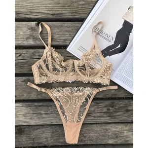Dantel Detaylı Transparan Balconette Sütyen & Tanga Külot Takımı