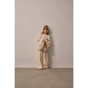 Krem Cookie Nakışlı Dökümlü Alt Üst Takım