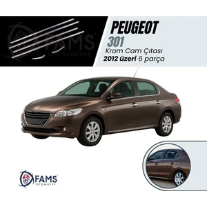 Fams Otomotiv  Peugeot 301 Krom Cam Çıtası 6 Parça 2012> Paslanmaz Çelik (Sedan)