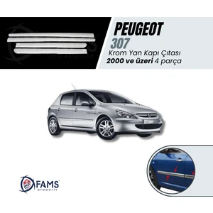 Fams Otomotiv Peugeot 307 Krom Yan Kapı Çıtası 4 Kapı 2000> Paslanmaz Çelik (HB)