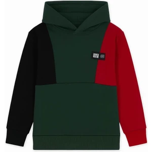 Kapüşonlu Parçalı 3 Ip Erkek Çocuk Sweatshirt Yeşil