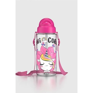 Migo Desenli 500 ml Askılı Pipetli Tritan Çocuk Matara 912008 Pembe