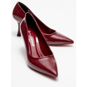Kadın Stiletto Ayakkabı; Bordo Rugan