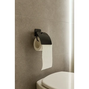 Kapaklı Yapışkanlı Tuvalet Kağıdı Tutacağı Siyah