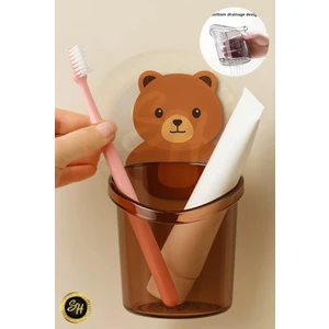1-Adet Sevimli Ayıcık Diş Fırçalık – Duvara Yapışan Banyo Organizeri