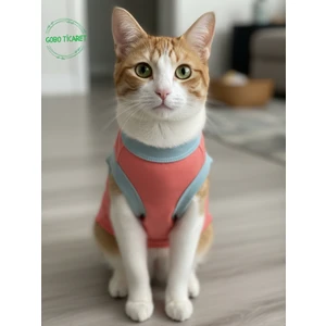 Şeker Pembe Renkli Kedi ve Köpek Kıyafeti Elbisesi Sarı Kedi Baskılı