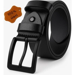 Büyük Beden Kot Kumaş Kanvas Pantolona Uyumlu 100 % Deri Kemer