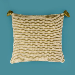 Soft Shiny Kırlent - Bej / Yeşil - 45X45 cm