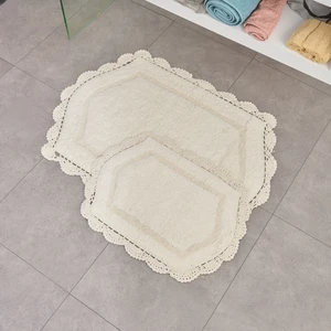 Soft Lace 2'li Banyo Paspası - Ekru - 40X60 cm + 60X90 cm