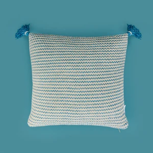 Soft Shiny Kırlent - Bej / Mavi - 45X45 cm