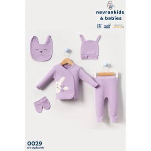 Kız Bebek Organik 5'li Hastane Çıkışı Seti - Mor