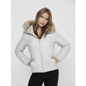 Onldogukan Fur Padded Kadın Gümüş Mont