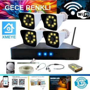 5 Mp Lens 2 Mp 1080P Gece Renkli 4 Kameralı Wıfı Özellikli Kamera Seti 320 GB HDD - WF-32024W