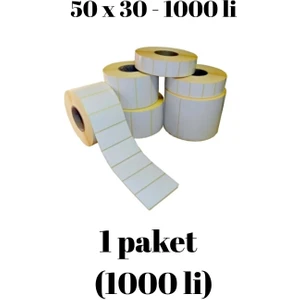 Kraf Eko Termal Barkod Rulo Etiket (40LIK Kuka) 50X30MM (1000 Li)