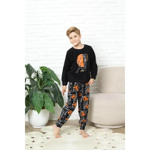Yeni Stil Sonbahar/kış Erkek Çocuk Basketball Desenli Polar Pijama Takımı 4562