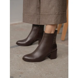Henin Kahve Hakiki Deri Kadın Bot