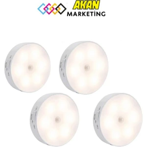 Hareket Sensörlü USB Şarj Edilebilir LED Işık Lamba Dolap Içi Ev Lamba 4ADET-BEYAZRENKSENSÖRLÜ 65