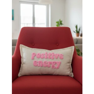 Positive Energy Yazılı Punch Kırlent Kılıfı - 30X50CM - Dekoratif Dikdörtgen Kırlent Kılıfı
