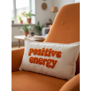 Positive Energy Yazılı Punch Kırlent Kılıfı - 30X50CM - Dekoratif Dikdörtgen Kırlent Kılıfı
