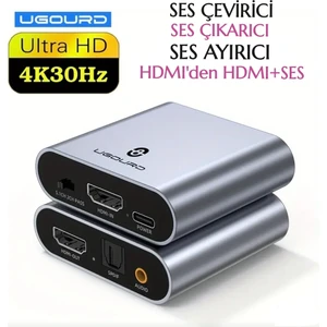 HDMI To HDMI+Ses Çevirici Ses Ayırıcı Ses Çıkarıcı Ultra Hd 4K CE Lisanslı Sertifikalı Orjinal 5.1 CH 2CH