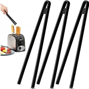 Siyah Silikon Maşa 29 cm Yapışmaz Çizmez Silikon Mutfak Maşası Isıya Dayanıklı Barbekü Tava Izgara