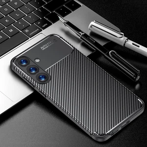 Samsung Galaxy S25 Fe Kılıf Kamera Korumalı Karbon Desenli Uzun Ömürlü Renk Atmaz Koruyucu Silikon