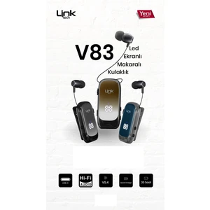 V83 Bluetooth Kulaklık Ekranlı Makaralı Titreşimli