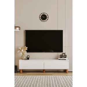 Mila beyaz Mdf 160 cm Tv Ünitesi-Raflı,kapaklı,ayaklı