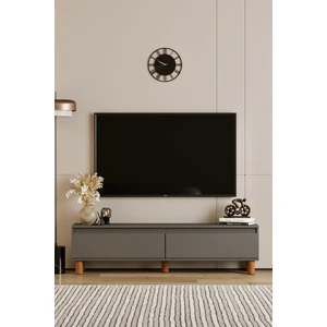 Mila gri Mdf 160 cm Tv Ünitesi-Raflı,kapaklı,ayaklı