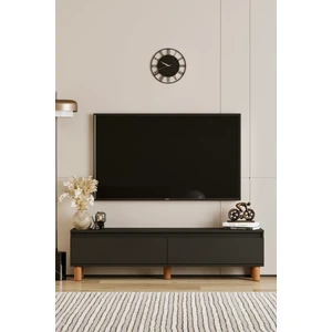 Mila siyah Mdf 160 cm Tv Ünitesi-Raflı,kapaklı,ayaklı