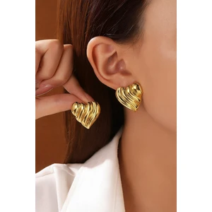 Paslanmaz Çelik Zarif Kalp Tasarım Gold Kadın Küpe