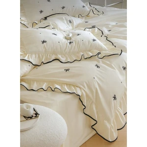 %100 Pamuk Çift Kişilik Fırfırlı Nevresim Seti