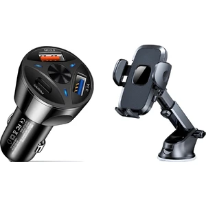 Oto Aksesuar Ikili Set Araba Telefon Tutacağı Hızlı Şarj Destekli Oto Çakmaklık Numaratör Özel