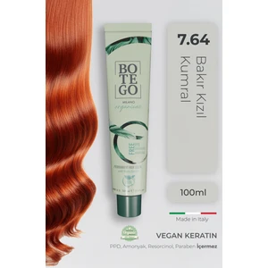 Organica Organik Saç Boyası - 7.64 Bakır Kızıl Kumral 100 ml - Amonyaksız, Kokusuz, Vegan
