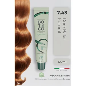 Organica Organik Saç Boyası - 7.43 Dore Bakır Kumral 100 ml - Amonyaksız, Kokusuz, Vegan