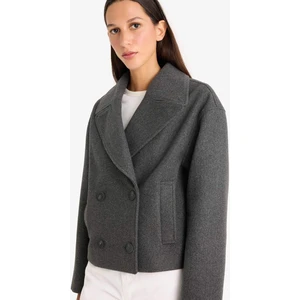 Regular Fit Düğmeli Crop Kaşe Kaban E8646AX25AU