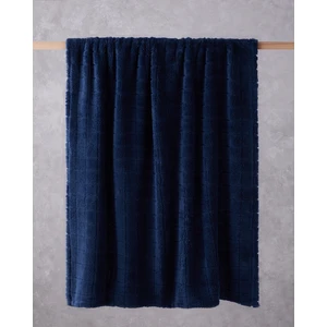 Natural Checkers Jakarlı Wellsoft Tv Battaniye 120X160 cm Gece Mavisi