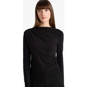 Slim Fit Dar Kesim Kayık Yaka Uzun Kollu Bluz D5300AX25AU