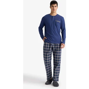 Pijama Takımı Regular Fit Uzun Kollu Üst Kareli Uzun Alt D0040AX25WN