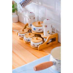 Leandra Ahşap Standlı Yağlık Sirkelik & Baharatlık Takımı