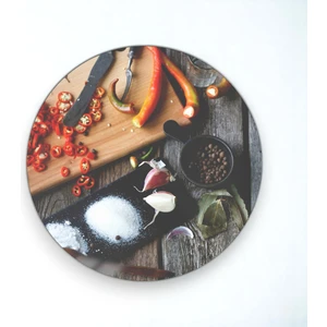 Cozy Co: Temperli Cam Daire Kesme ve Sunum Tablası, Kesme Tahtası, Kesme Tablası, Sunumluk, CKT009