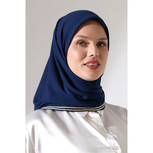 Tesettür Biyeli Bürümcük Düz Şifon Eşarp - Lacivert