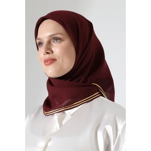 Tesettür Biyeli Bürümcük Düz Şifon Eşarp - Bordo