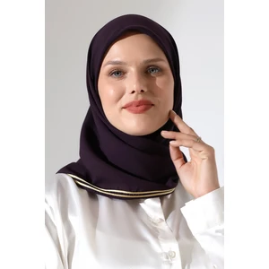 Tesettür Biyeli Bürümcük Düz Şifon Eşarp - Mürdüm