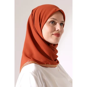 Tesettür Biyeli Bürümcük Düz Şifon Eşarp - Kiremit