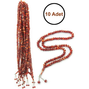 10 Adet 99LU Namaz Tesbihi 10MM Hac Umre Hediyelik - Kahverengi