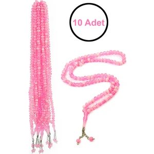 10 Adet 99LU Namaz Tesbihi 10MM Hac Umre Hediyelik - Pembe