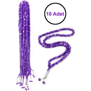10 Adet 99LU Namaz Tesbihi 10MM Hac Umre Hediyelik - Mor