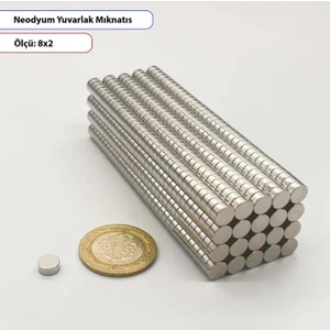 Yuvarlak Neodyum Mıknatıs 8X2MM -10LU